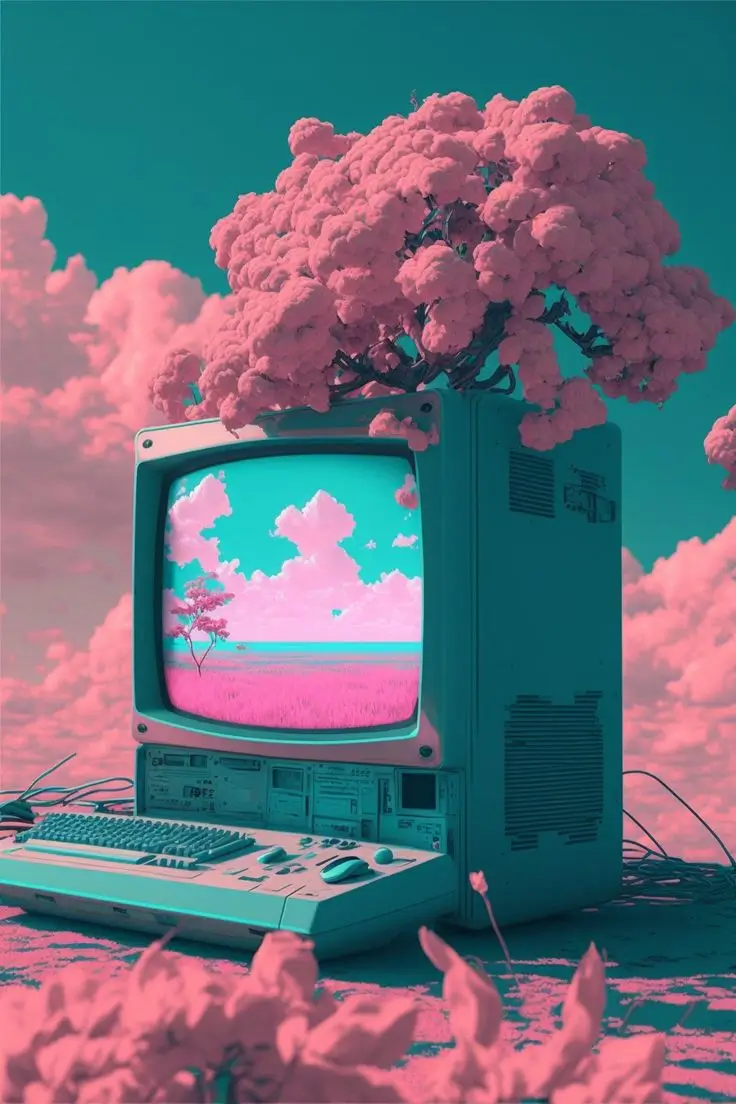 computadora machintosh representativa del vaporwave